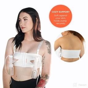 img 2 attached to 👙 PumpEase Hands-Free Pumping Bra - Adjustable & Comfortable Organic Cotton and Spandex Bra for Breast Pumping, Supports 2 Bottles & Flanges, Natural - Large