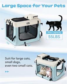 img 3 attached to Reerooh Large Pet Carrier: 24x16x16, Soft Sided Cat Carrier with 2 Pockets, 2 Bowls, 4 Breathable Meshes - Perfect Travel Bag for Cats, Dogs, Puppies, and Kittens