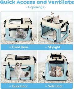 img 2 attached to Reerooh Large Pet Carrier: 24x16x16, Soft Sided Cat Carrier with 2 Pockets, 2 Bowls, 4 Breathable Meshes - Perfect Travel Bag for Cats, Dogs, Puppies, and Kittens