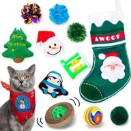 12pcs cat christmas toy gift set - awoof pet toys for kitten + bandana! logo