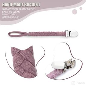 img 2 attached to 🍼 Handmade Baby Pacifier Holder: Unisex Teething Strap with Smoother Clip - Easy to Use for Teething Toys (Grey)