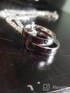img 1 attached to MJartoria Couples Matching Necklaces: Engraved Rhinestone Ring Pendant Set | Perfect Gifts for Boyfriend and Girlfriend review by Deborah Lewis