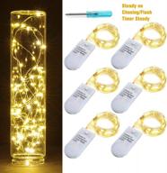 20 led timer fairy lights with 3 modes and warm white twinkle on silver wire - battery powered with 2xcr2032 for 4 days (6 hours per day) - ideal for party, wedding, christmas table decor logo