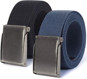 img 4 attached to Canvas Flip Top Brushed Silver Nickel Men's Accessories and Belts