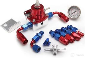 img 3 attached to 🔧 Efficient Aluminum EFI Fuel Pressure Regulator Kit with 0-100psi Gauge - AN6-6AN Fuel Line Hose Connectors - Blue & Red