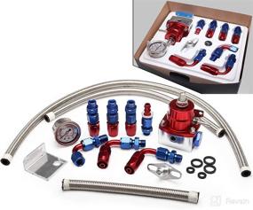 img 4 attached to 🔧 Efficient Aluminum EFI Fuel Pressure Regulator Kit with 0-100psi Gauge - AN6-6AN Fuel Line Hose Connectors - Blue & Red