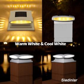 img 1 attached to 24 LED Solar Powered Fence Deck Light For 4X4 5X5 6X6 Posts: SIEDiNLAR Solar Post Cap Lights Outdoor - 2 Modes, Warm White & Cool White, Garden Patio Decoration, White (Pack Of 4)