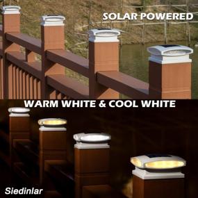 img 3 attached to 24 LED Solar Powered Fence Deck Light For 4X4 5X5 6X6 Posts: SIEDiNLAR Solar Post Cap Lights Outdoor - 2 Modes, Warm White & Cool White, Garden Patio Decoration, White (Pack Of 4)