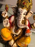 img 1 attached to Marble Powder Lord Ganesh Ganpati Elephant Hindu God Statue: The Blessing, Colored & Enhanced With Gold, Handcrafted In India By Lightahead review by Chris Wilson