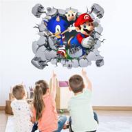 📚 bookmods coll super mario &amp; sonic wall stickers - vinyl murals for baby boys, girls, kids room, nursery - removable, break through the wall - mural decor logo