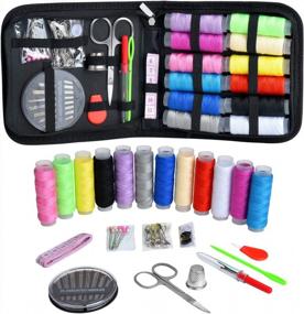 img 4 attached to 🧵 Complete Sewing Kit with 12 Color Threads, Scissors, Needles, and More - Perfect for Travel, Emergencies, and Family Repairs
