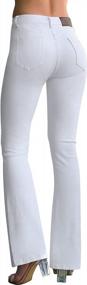 img 3 attached to Roswear Womens Mid Waist Bell Bottom Stretchy Flare Jeans Pants
