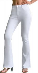 img 4 attached to Roswear Womens Mid Waist Bell Bottom Stretchy Flare Jeans Pants