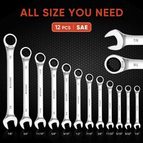 img 3 attached to TICONN 12PCS Ratcheting Wrench Set, Professional Slim Profile Mechanic Cr-V Ratchet Wrench Set With Organizer Rack (12PCS Inch (SAE))