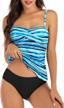 flaunt a chic summer look with shuangyu's women's twist front bandeau tankini set and ruched tummy control suit with mid waist briefs. logo
