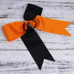 img 1 attached to Get Your Cheer On With 12 Jumbo Orange And Black Cheerleading Bows Plus Ponytail Holders