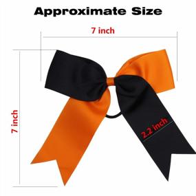 img 2 attached to Get Your Cheer On With 12 Jumbo Orange And Black Cheerleading Bows Plus Ponytail Holders