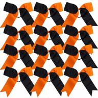 get your cheer on with 12 jumbo orange and black cheerleading bows plus ponytail holders logo