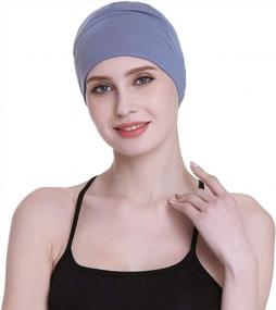 img 1 attached to Lightweight Chemo Sleep Hats Night Beanie Cap For Man Women Cancer Patients Green Lack With Blue