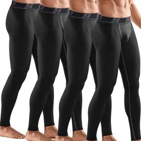 img 4 attached to HOPlynn Men'S Compression Leggings 4-Pack - Winter Base Layer For Running, Workout, Sports, And Yoga Tights