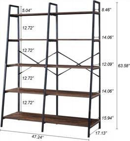 img 2 attached to Stylish And Sturdy 5-Tier Industrial Bookshelf For Home And Office By HOMBAZAAR