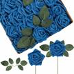 50pcs artificial flowers roses real touch fake roses for diy wedding bouquets bridal shower party home decorations(blue ) logo