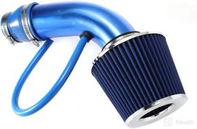 img 2 attached to 🚓 Patrol 3" Cold Air Intake Pipe Kit - Universal Aluminum Induction Pipe with Filter (Blue) for Enhanced Air Intake