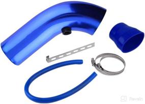 img 1 attached to 🚓 Patrol 3" Cold Air Intake Pipe Kit - Universal Aluminum Induction Pipe with Filter (Blue) for Enhanced Air Intake