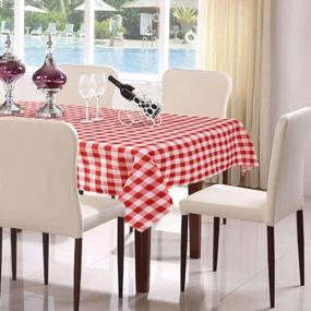 img 3 attached to YEMYHOM Rectangle Tablecloth: Spill-Proof, Oil-Proof Microfiber Cover For Indoor/Outdoor Parties - Red And White Checkered (60X104 Inch)