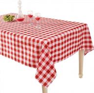 yemyhom rectangle tablecloth: spill-proof, oil-proof microfiber cover for indoor/outdoor parties - red and white checkered (60x104 inch) logo