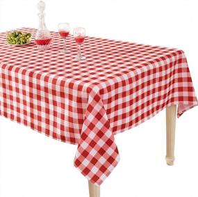 img 4 attached to YEMYHOM Rectangle Tablecloth: Spill-Proof, Oil-Proof Microfiber Cover For Indoor/Outdoor Parties - Red And White Checkered (60X104 Inch)