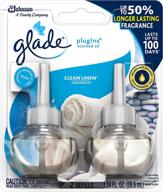 🌬️ glade plugins refills air freshener: clean linen scented essential oils, pack of 6 (2 count, 1.34 oz) – ideal for home and bathroom логотип