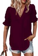 женская шифоновая блузка в горошек с длинным рукавом и v-образным вырезом логотип