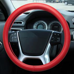img 4 attached to Revamp Your Driving Experience With Evankin'S Red Leather Steering Wheel Cover - Soft, Comfortable And Universally Fit!