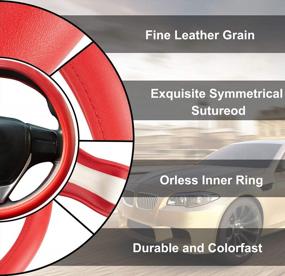 img 2 attached to Обновите свой опыт вождения с красным кожаным чехлом на руль Evankin'S - мягким, удобным и универсальным!