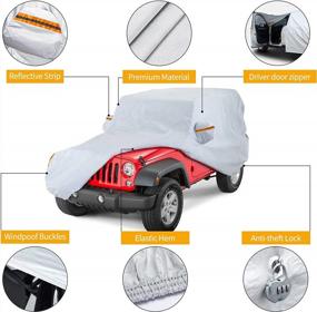 img 3 attached to Protect Your Jeep Wrangler With BDFHYK Waterproof Outdoor Car Cover: All-Weather, Driver Door Zipper Lock Cable, Fits 1945-2022 CJ,YJ, TJ, JK & JL (2-Door)