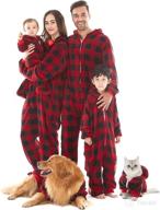 matching family christmas pajamas set | hooded drop seat onesie with zipper closure | couples, kids, baby, and pet friendly logo