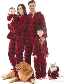 img 4 attached to Matching Family Christmas Pajamas Set | Hooded Drop Seat Onesie with Zipper Closure | Couples, Kids, Baby, and Pet Friendly