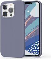 milprox iphone 13 pro case (2021) with screen protector, silicone bumper rubber gel shell cover and soft microfiber lining for 6.1"【3 cameras】-lavender gray logo