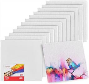 img 4 attached to Artlicious 12-Pack Of 12 X 12 Inch White Cotton Canvas Boards For Oil, Acrylic, And Watercolor Paintings