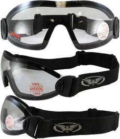 img 2 attached to 🕶️ Black Flare Padded Riding Goggles with 2 Global Vision Lenses (Clear & Smoke)