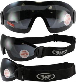 img 1 attached to 🕶️ Black Flare Padded Riding Goggles with 2 Global Vision Lenses (Clear & Smoke)