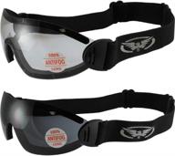 🕶️ black flare padded riding goggles with 2 global vision lenses (clear & smoke) logo