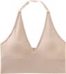 women's seamless padded adjustable strap sports bra bralette crop tank workout halter top by inibud logo