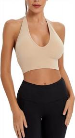 img 1 attached to Women'S Seamless Padded Adjustable Strap Sports Bra Bralette Crop Tank Workout Halter Top By INIBUD