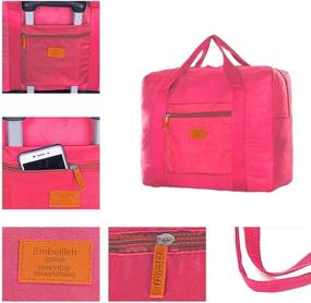 img 2 attached to Красная непромокаемая складная дорожная сумка-дафл, легкая сумка для ручной клади, багажная сумка Weekender, ночная сумка для женщин и мужчин