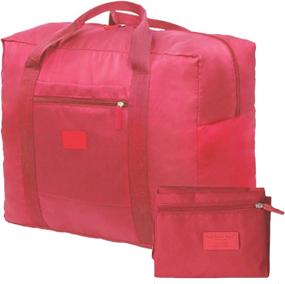 img 4 attached to Красная непромокаемая складная дорожная сумка-дафл, легкая сумка для ручной клади, багажная сумка Weekender, ночная сумка для женщин и мужчин