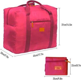 img 3 attached to Red Waterproof Foldable Travel Duffel Bag Lightweight Carry On Tote Luggage Weekender Overnight Bag For Women And Men