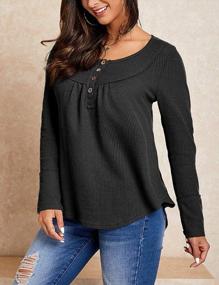 img 2 attached to Womens Waffle Knit Long Sleeve Tunic Tops Plus Size Button Up Loose Casual Henley Shirts