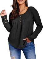 womens waffle knit long sleeve tunic tops plus size button up loose casual henley shirts logo